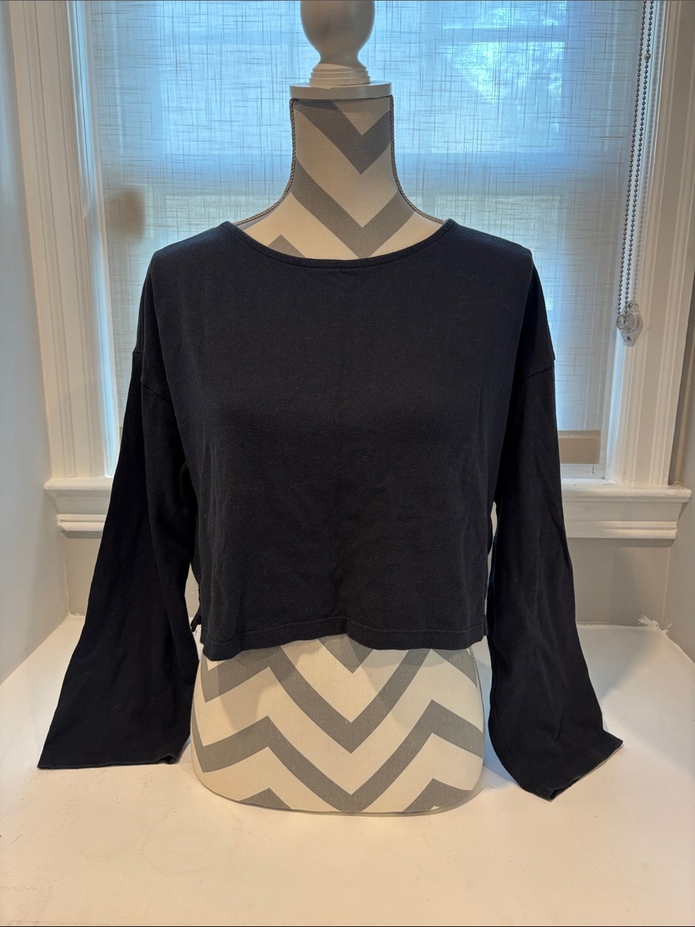 Madewell Black Cropped Long-Sleeve Top
